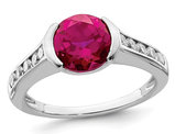 Lab Created Bezel Set Solitaire Ruby Ring in Sterling Silver